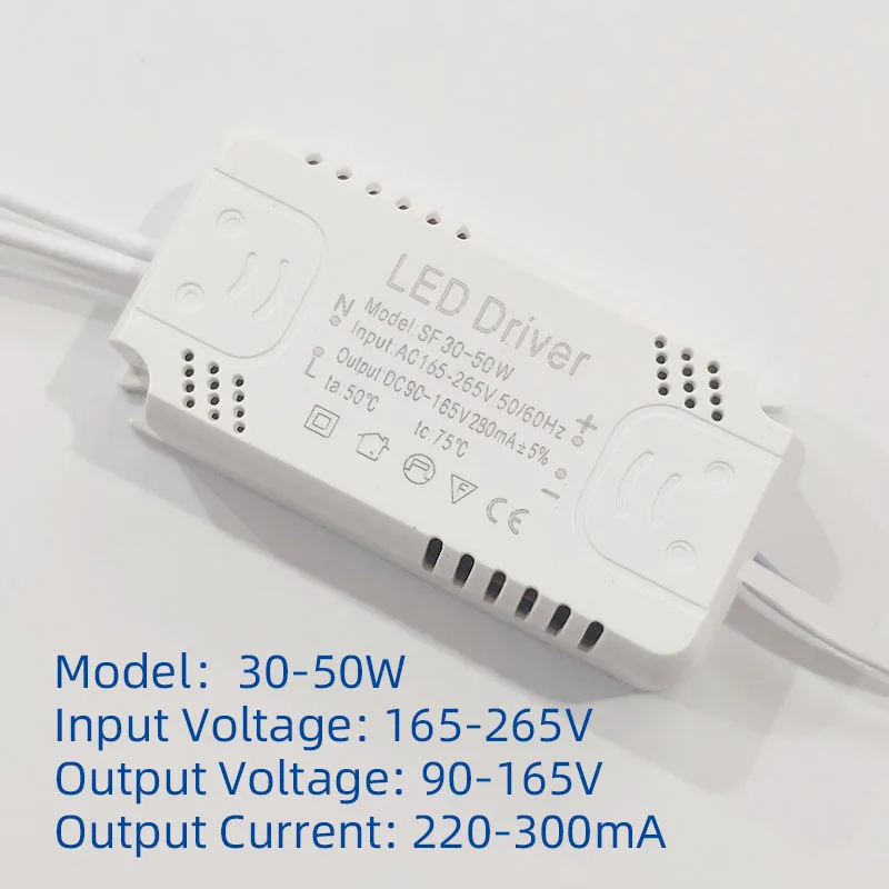 Flat Panel LED Driver Power Supply, adaptador para iluminação, transformador não isolado, 8-24W, 30W, 36W, 50W, 60W, 80W, 220V AC