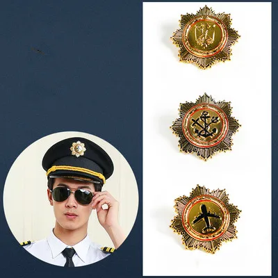 New Style Men Pilot Security Cap Captain Aviation Caps Women Ship Sailor Embroidered Hats Uniform Hat Accessories Cap Badge