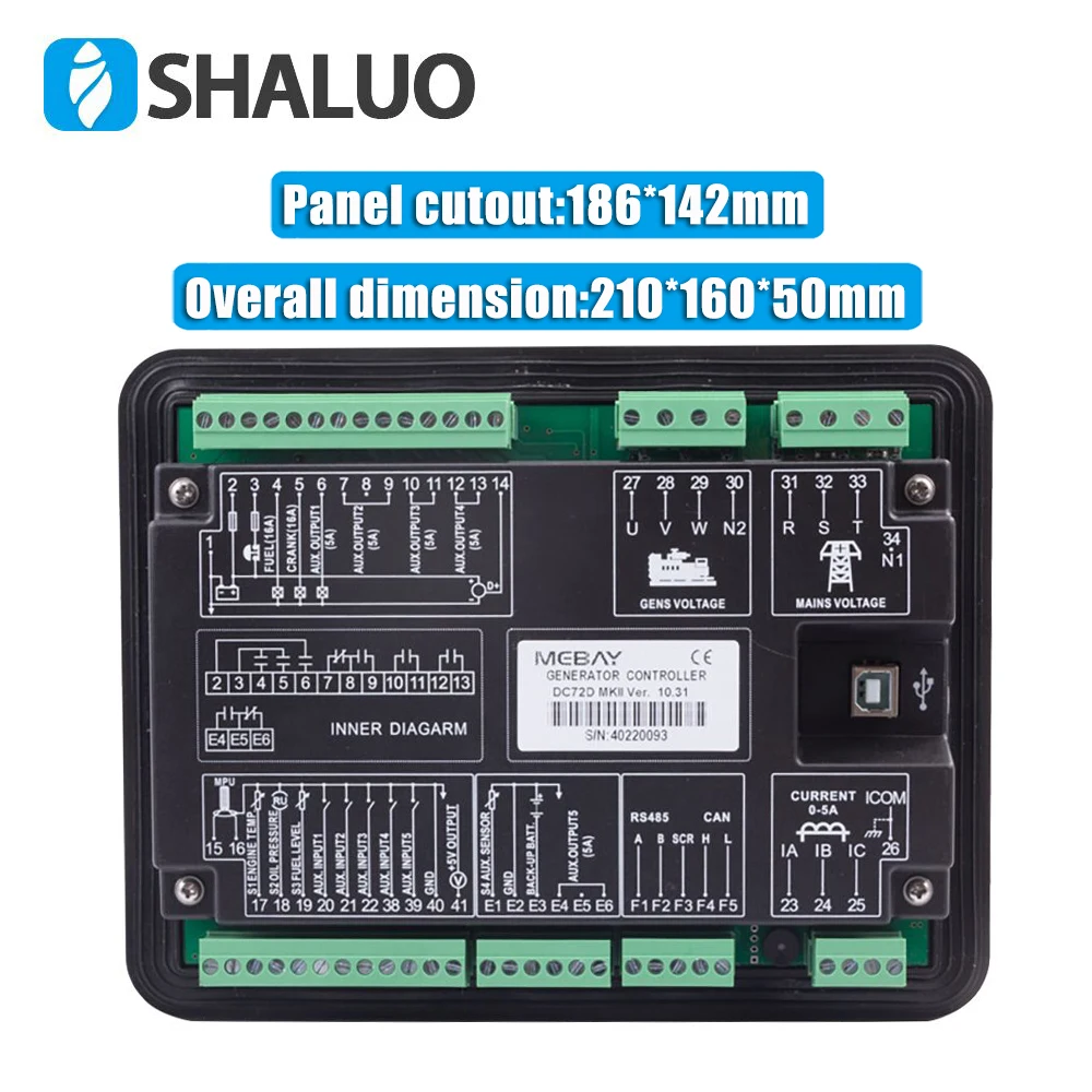 Imagem -03 - Mebay Dc70d Dc72d Amf Gerador Diesel Módulo Controlador de Início Automático Genconjunto Parâmetro Monitoramento Painel Display Lcd Dc70dr Mkii