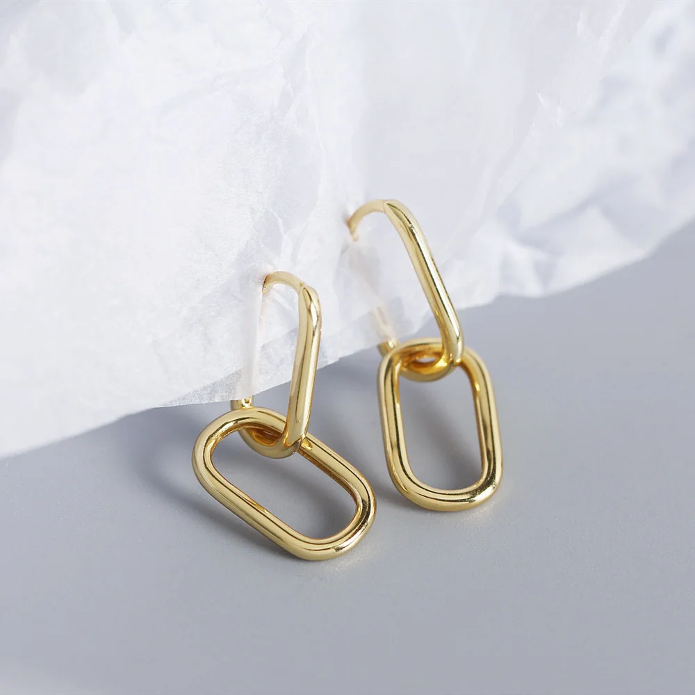 XIYANIKE Silver Color  Geometric O-shaped Two Oval Hoop Earrings Female Simple Fashion Detachable Jewelry Accessories Gift