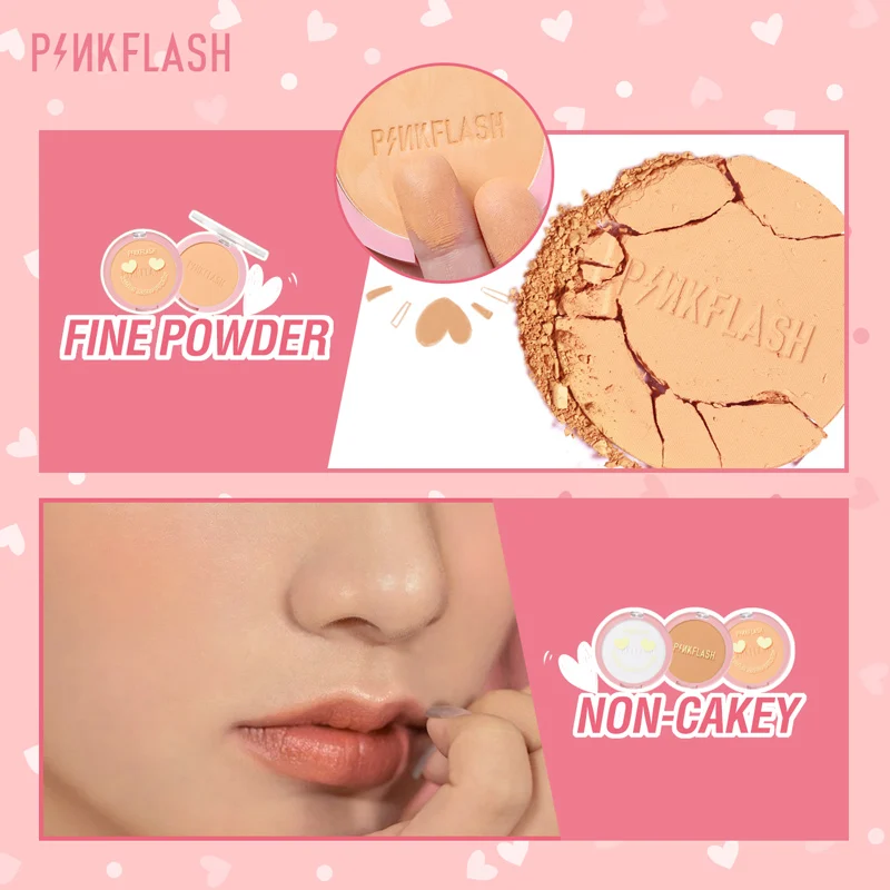 PINKFLASH Makeup Pressed Powder Oil Control Matte Face Setting Powder Waterproof Natural Superfine Make Up Loose Powder