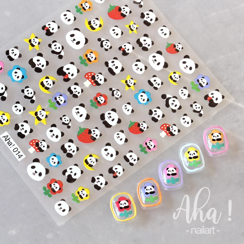 1Sheet Chinese Treasures Panda Design Sticker Nail Art 3D Decal, Rabbit,Smiles Shapes Collection Cartoon Patch Sticker