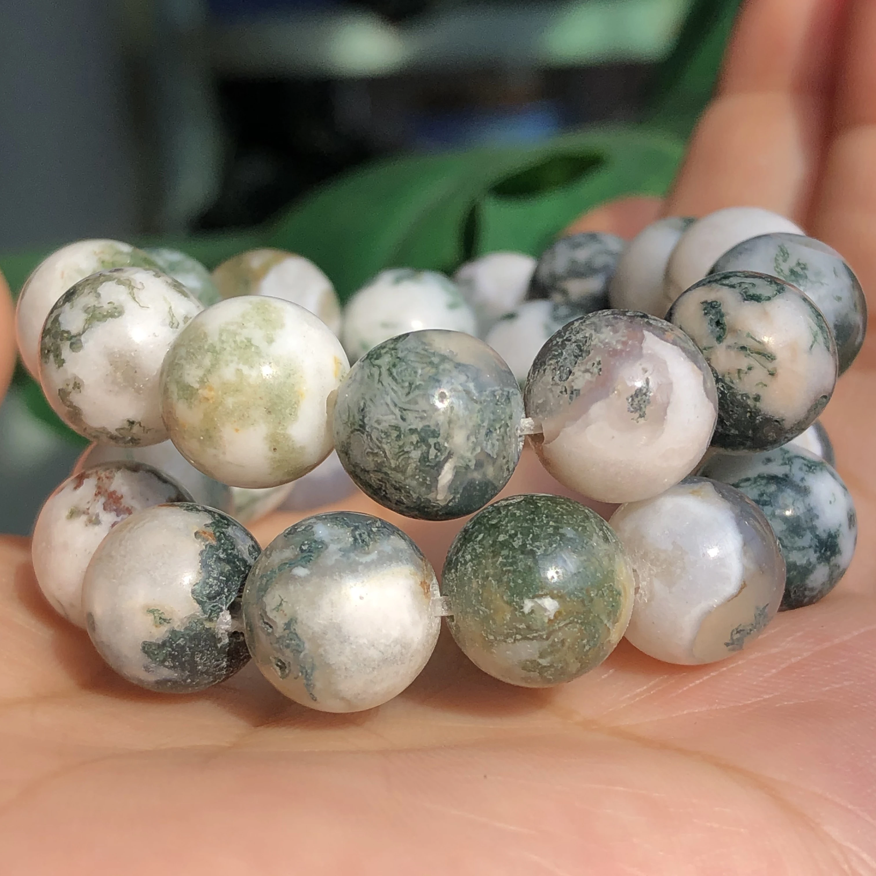 Natural Round Tree Agates Onyx Stone Beads Loose Spacer Beads for Jewelry Making Diy Bracelet Accessories 4/6/8/10/12MM 15