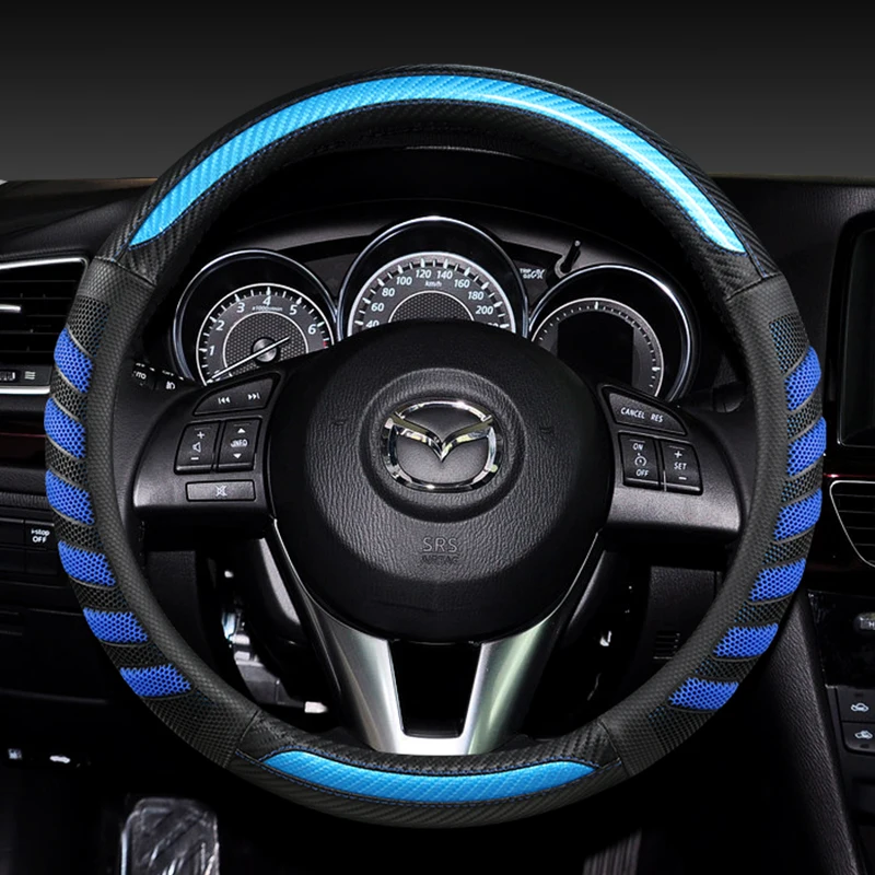 

Car Steering Wheel Cover Carbon Fiber Leather 38cm For Mazda 2 3 Mazda 6 Axela Atenza CX-3 CX-5 CX5 CX-7 CX-9 Auto Accessories