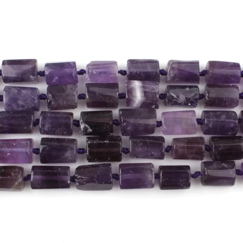 Wholesale Natural Amethyst 8x11mm Cylinder Shape Stone Beads For Jewelry Making Accessories DIY Women Necklace Bracelets 7.5inch