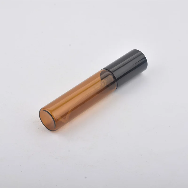 

10ML amber Glass Spray Bottle Perfume Atomizer with Aluminum Gold Black Cap Mini Sample Vials Thin Glass Bottle