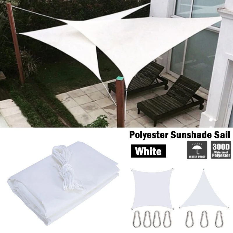 

300D White Waterproof Sun Shade Sail Triangle Garden Terrace Canopy Outdoor Camping Hiking Sun Shelter Swimming Pool Awning