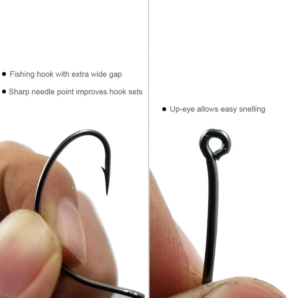 50-1000 PCS Wide Gap Hook Sea Fishing Hooks 1/0#-8/0# Barbed Carbon Steel Fishhook Walleye Bait Hook