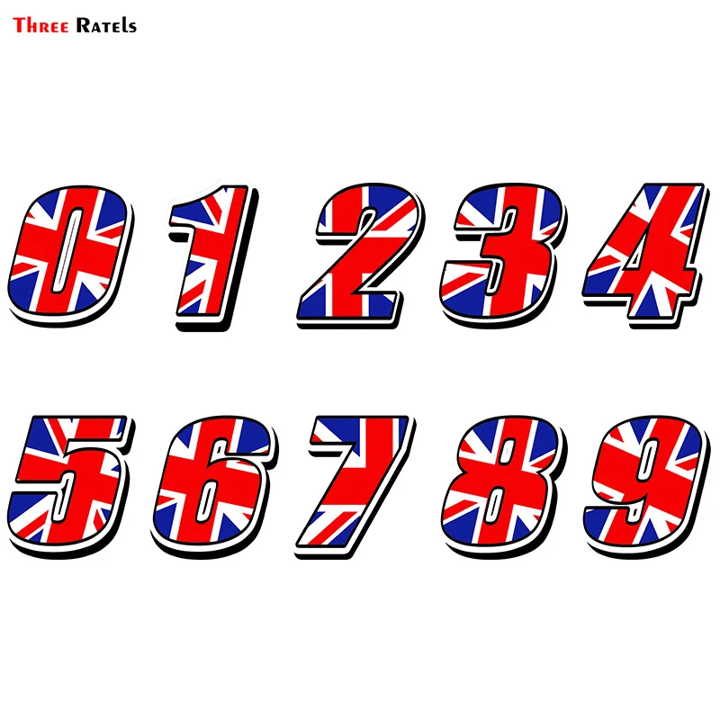 Three Ratels FTC-866# Car Sticker Racing Numbers Vinyl UK UNITED KINGDOM FLAG Stickers Decal Motocross Moto Auto ATV BIKE Decor