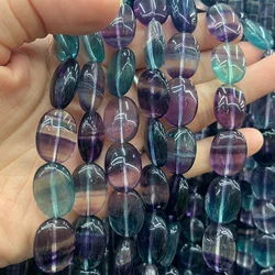 13x18mm Natural Fluorite Stone Beads 15'' Oval Purple Green DIY Loose Beads For Jewelry Making Beads Bracelet Necklace CAB Gift