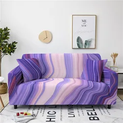 Home Living Luxury 3D Purple Marble Print Sofa Decor Seat Protector Cover Elastic Slipcover Couch Cover 1-4 Seater Sofa Cover