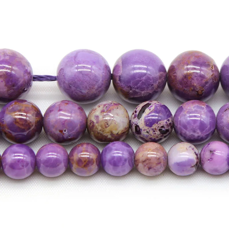 Natural Stone A+ Purple Sugilite Round Loose Spacer Beads For Jewelry Making DIY Bracelet Strand 15