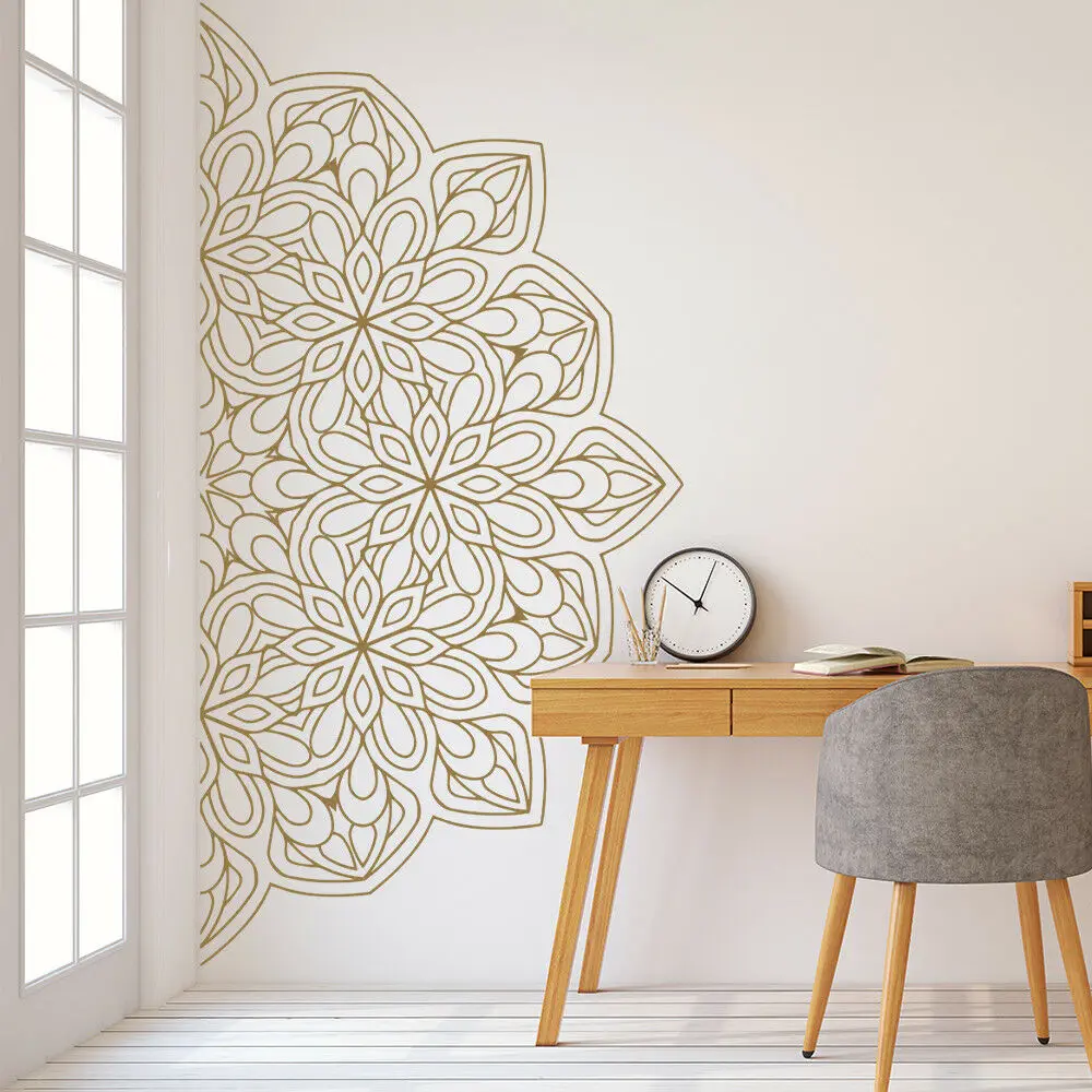 

New Design Half Mandala Wall Sticker For Home Wall Decor Art Pattern Removable Wall Decal,Stickers for Meditation Style LC1471