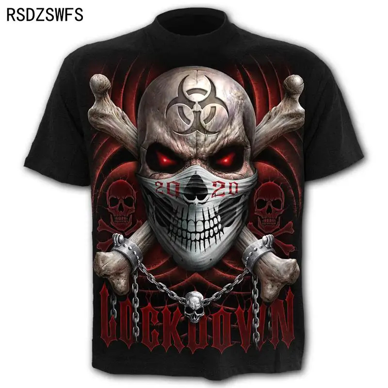 New Scary Skull Men\'s T-Shirts Men\'s Punk 3D Shirts Summer Fashion Tops O-neck t-shirt Boys Clothing Streetwear Size XXS-5XL