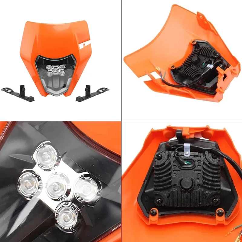 Placa de faro LED Universal para motocicleta, faros de Motocross para KTM, EXC, XC, SX, MX, XC, 125, 250, 300, Supermoto Enduro