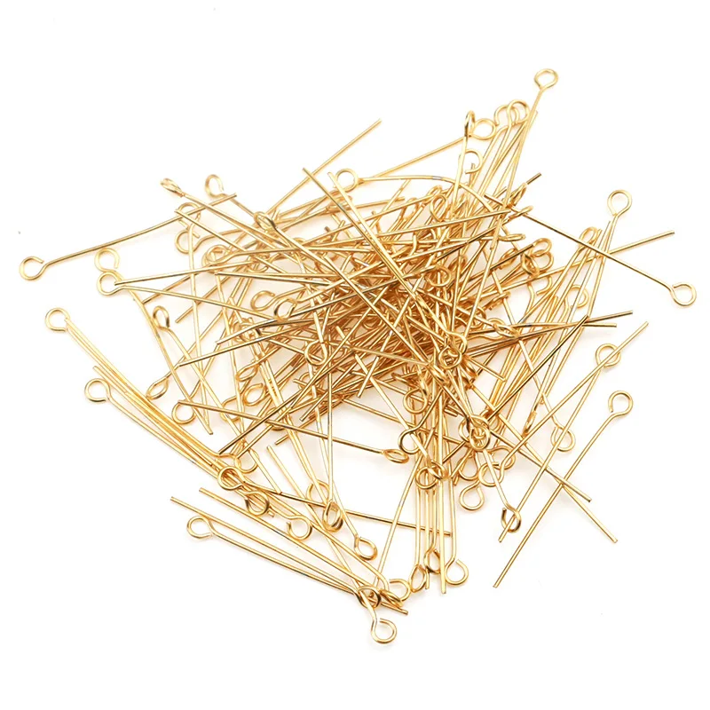 

RWJ005 Wholesale Gold electroplated Brass Jewelry Component Eye Pin For Jewelry Making DIY Jewelry pin findings 100pcs/lot