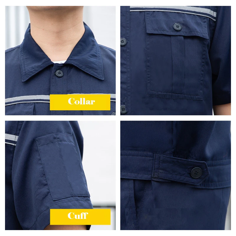 Nueva ropa de trabajo reflectante de verano para hombres y mujeres, uniformes de reparación mecánica de instalación de electricidad y agua para taller de coches antiestáticos