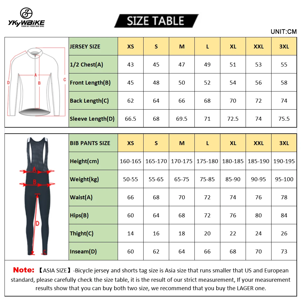 YKYWBIKE Winter Thermal Fleece Cycling Jerseys Set Long Sleeve MTB Bicycle Clothing Bike Clothes Sportswear Wear Suit 10 color