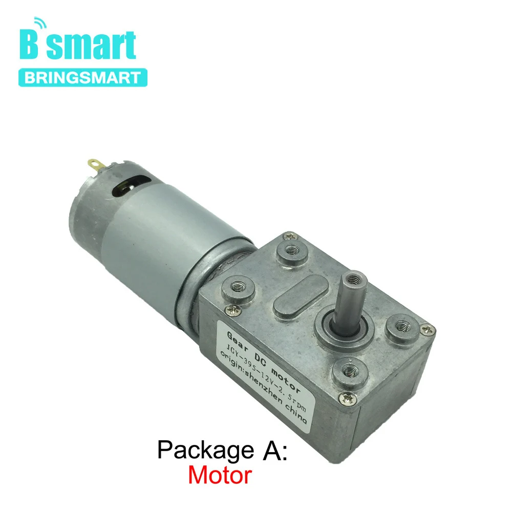 Bringsmart 12V Worm Gear Motor DC Mini Reducer Motor Worm Reduction Gearbox Engine Self-Locking Geared Motor  JGY-395 Customized