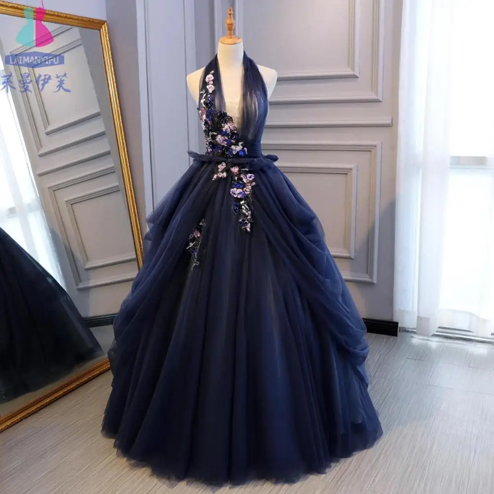 navy blue  embroidery beading waist ball gown dress Renaissance Gown queen dress Victorian/Marie Antoinette Belle