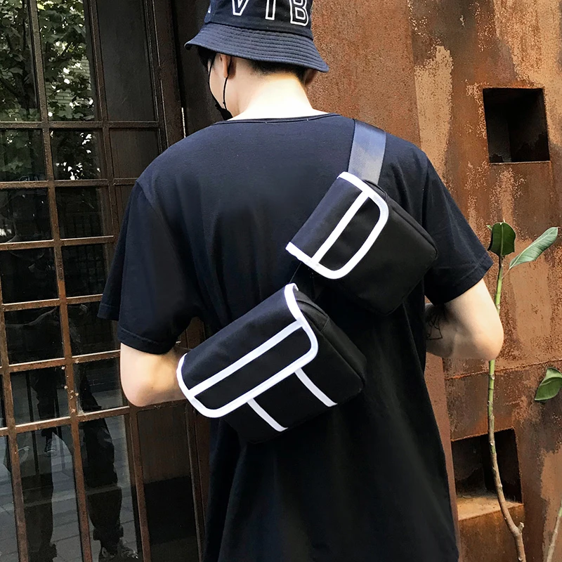 

Man Waist Bag Patchwork Oxford cloth Chest bag street zipper retro fanny pack leisure travel shoulder bag crossbody package