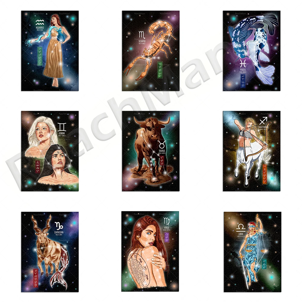 12 constellation art zodiac signs gift goddess mythology art poster decoration canvas canvas home unique gift