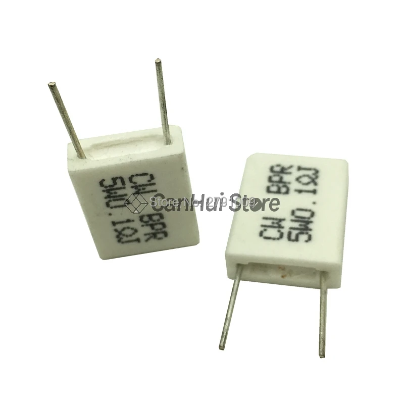 10pcs 5W 0.01 0.015 0.02 0.05 0.1 0.15 0.2 0.25 0.33 0.47 0.5 ohm Non-inductive Ceramic Cement Resistor