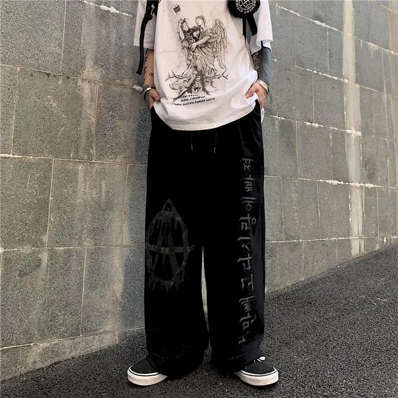 2024 Spring New Men's Casual Pants Korean Harajuku Retro High-waist Straight Wide-leg Pants Wild Slim Sweatpants Women Clothes