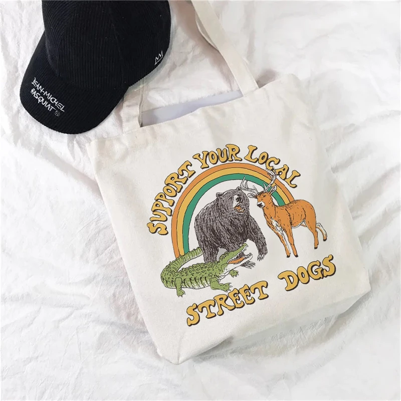 Women Shopping Bags Cute Bear Cartoons Pattern Series Eco Shopper Shoulder Bag Fashion Funny Printing Handbag Canvas Tote Bag