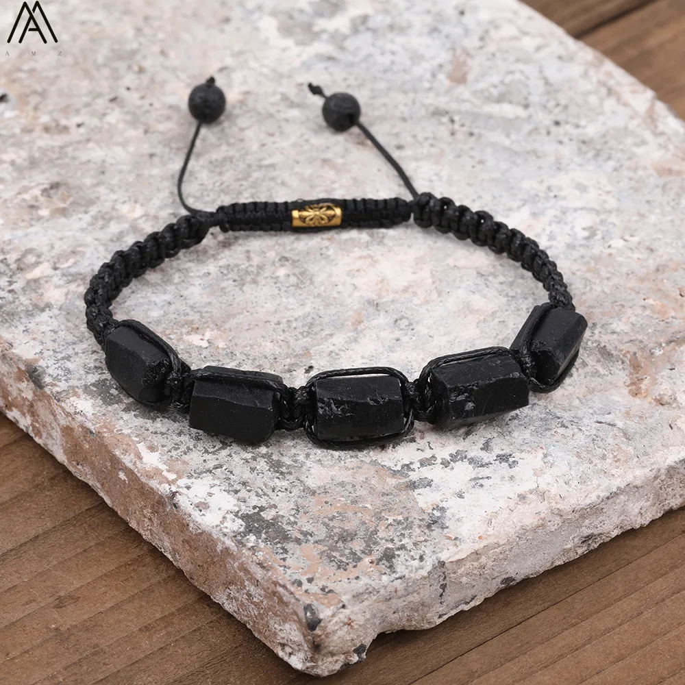 Schwarzes Turmalin-Armband Naturstein-Schmuck Personalisierte Armreifen Paar-Armbänder Herren-Armbänder Damen-Handaccessoires – Detail 36