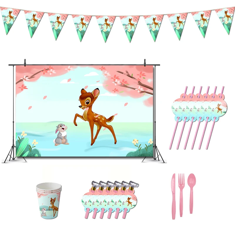 

Baby Shower Bambi Birthday Decorations Forest Woodland Animal Party Banner Little Deer Theme Favors Paper Cups