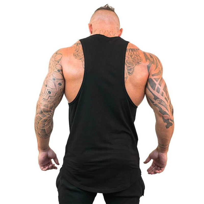 Men Bodybuilding Tank Tops Gym Workout Fitness Cotton Sleeveless Shirt Running Vest Stringer Singlet Male Summer Sports Clothes