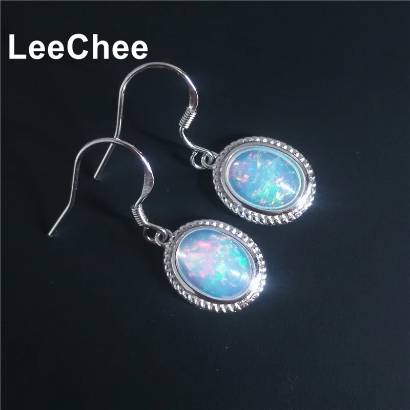 Natural Opal Drop Earring Real 925 Sterling Silver 7*9MM Genuine Colorful Gemstone Jewelry for Women Engagement Wedding Gift