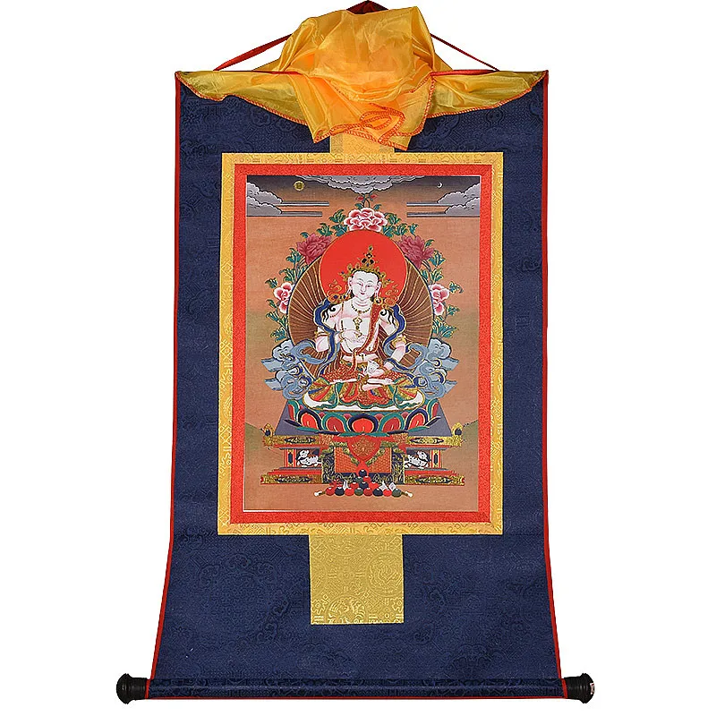 

Temple Retro Small Dragon Decorate Pictures Golden Vajra/Kingkong Buddha Gold Painted Printed Tibetan Buddhist Hanging Thangka