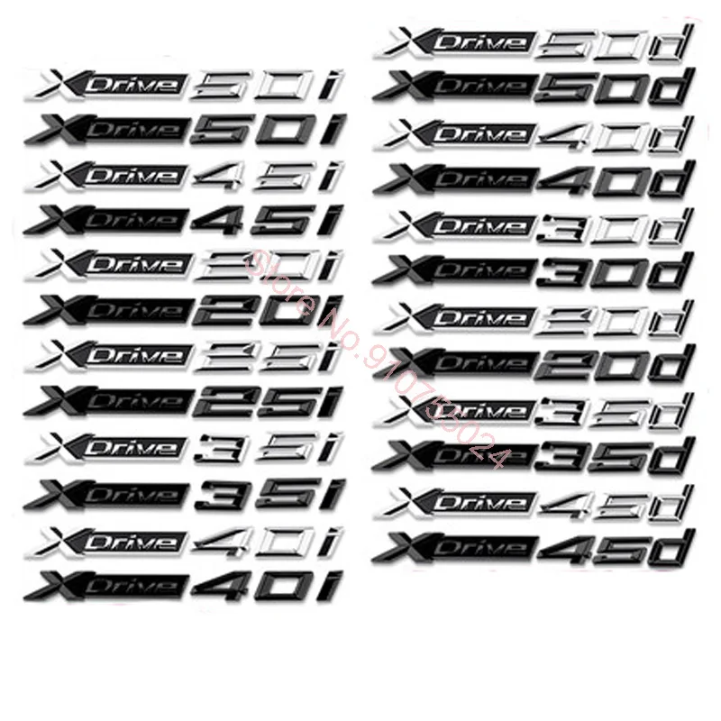 New XDrive 20i 25i 28i 30i 35i 40i 50i 20d 30d 35d 40d 50d Fender Emblem Badge for X3 X4 X5 X6 X7 Car Trunk Sticker