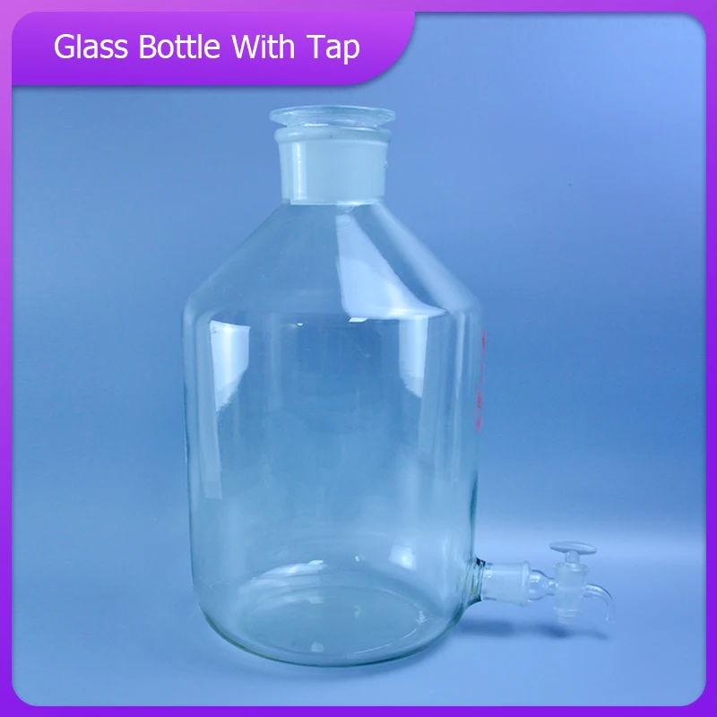 5000ml Aspirator bottle with ground-in glass stopper and stopcock Glass bottle with stopper for serving wine or waterter