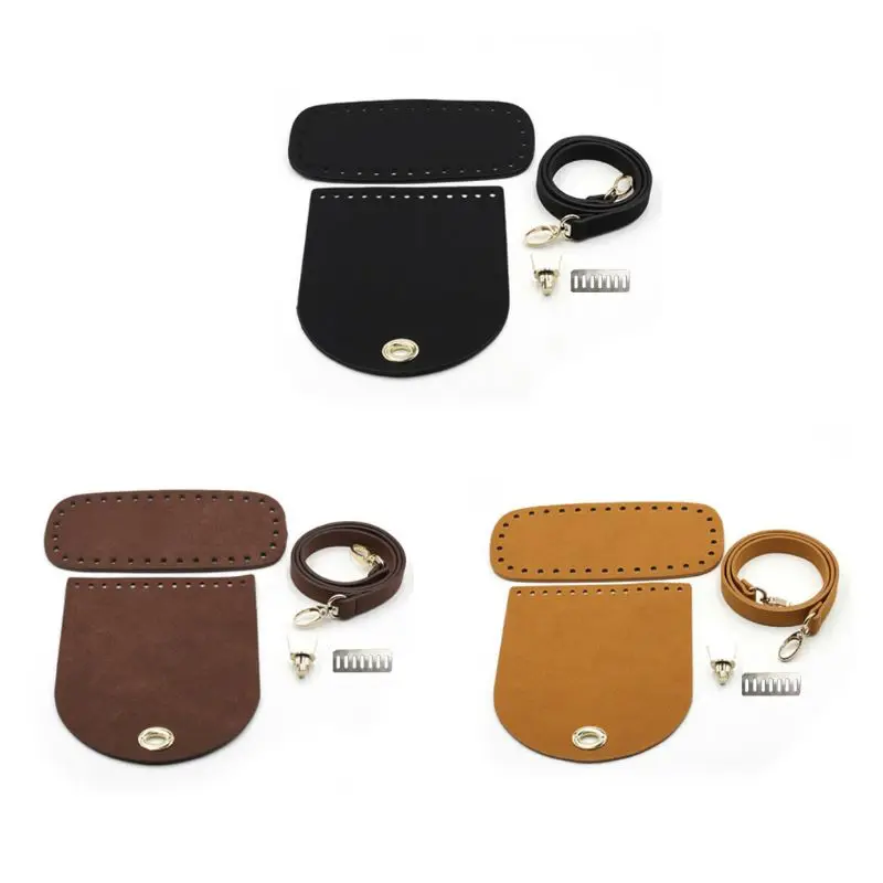 

3 Pcs/Set Artificial Leather Shoulder Bag Bottom Strap Replacement for DIY Handmade Knitting Crochet Handbag Sewing Accessories