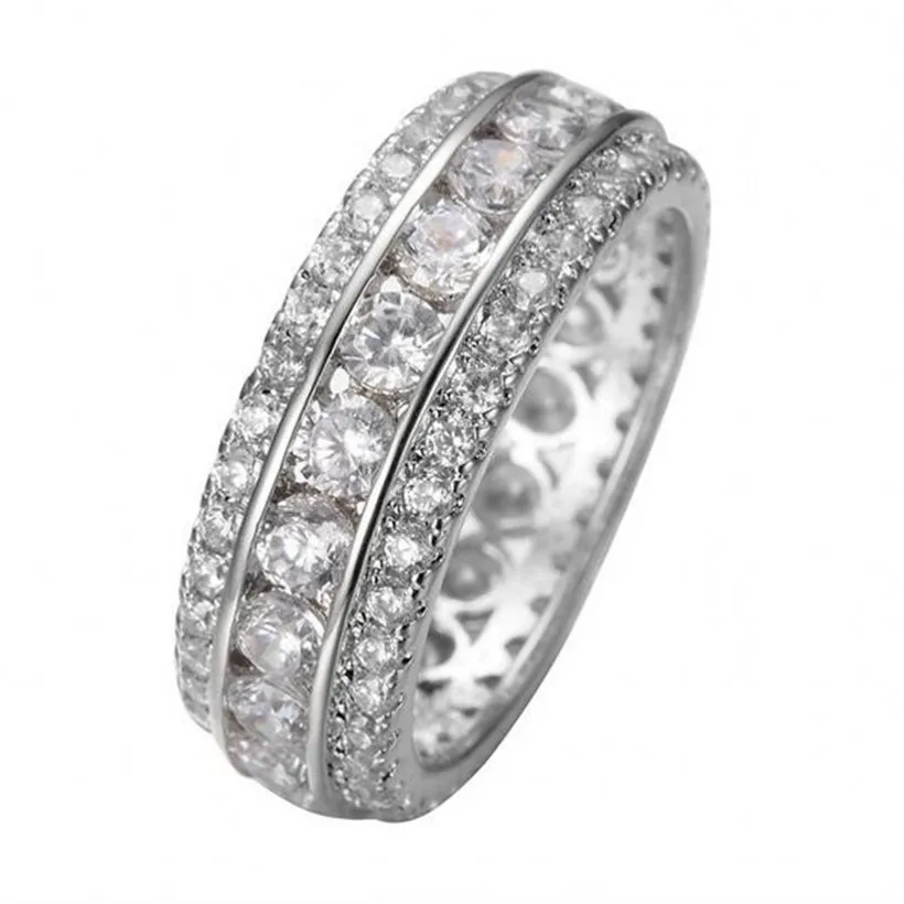 ETERNITY BAND ENGAGEMENT WEDDING RING DIAMOND simulated PLATINUM Size 6,7,8,9,10