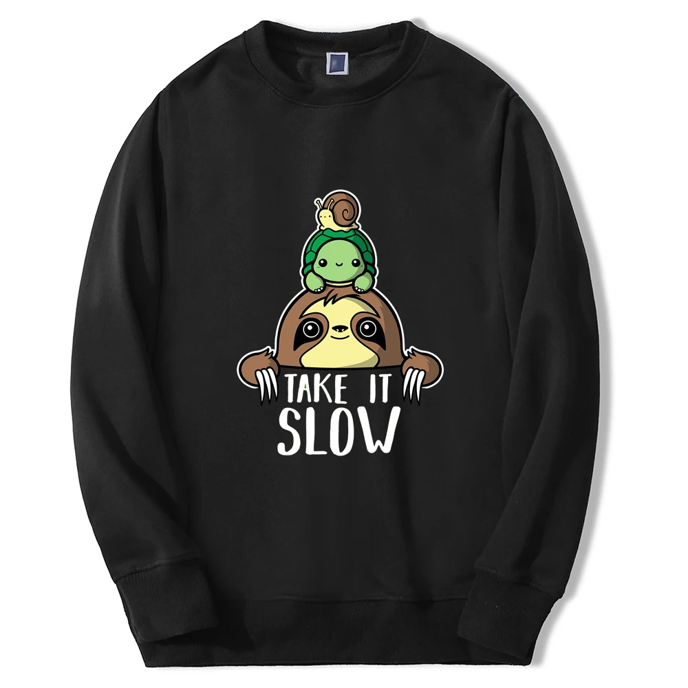 

take it slow funny animals Men Sweatshirt 2020 New Arrival Hoodie Fashion Casual High Quality Sportswear Streetwear