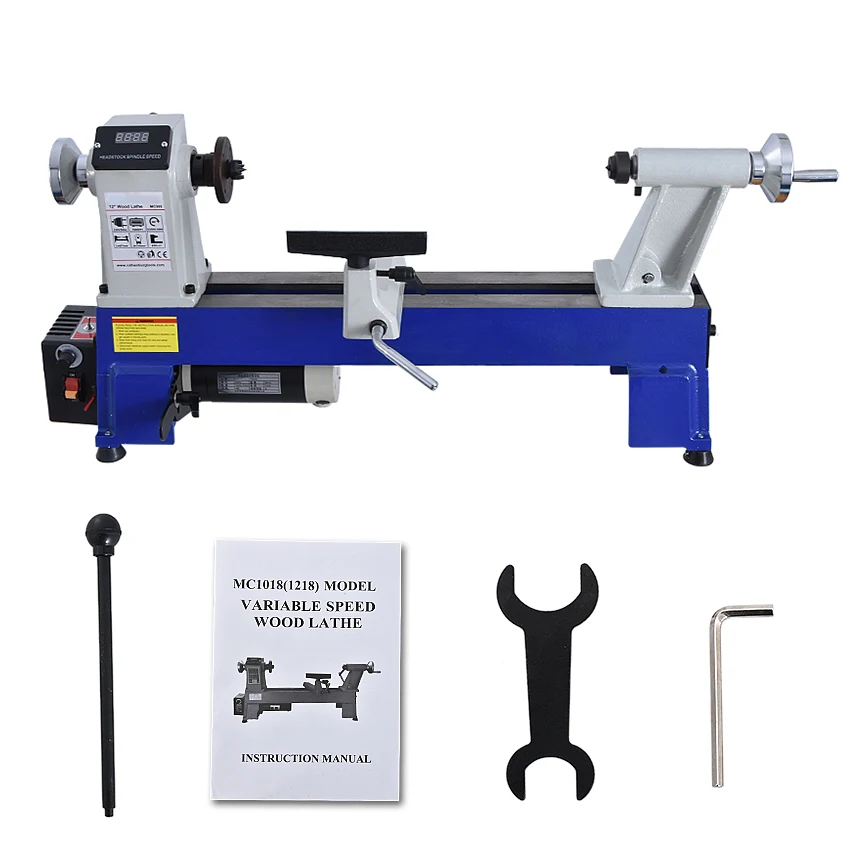 MC1218VD Limitless Transmission Wood Lathe Miniature Bench Lathe Household Stepless Turning Lathe Machine Wood Rotary Machine