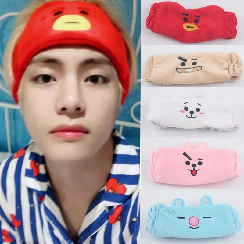 Plush Hairband Boy Groups Plush Headband For Girls Cartoon Head Hoop Hair Circle Headband Face Washing Clean Makeup Tool