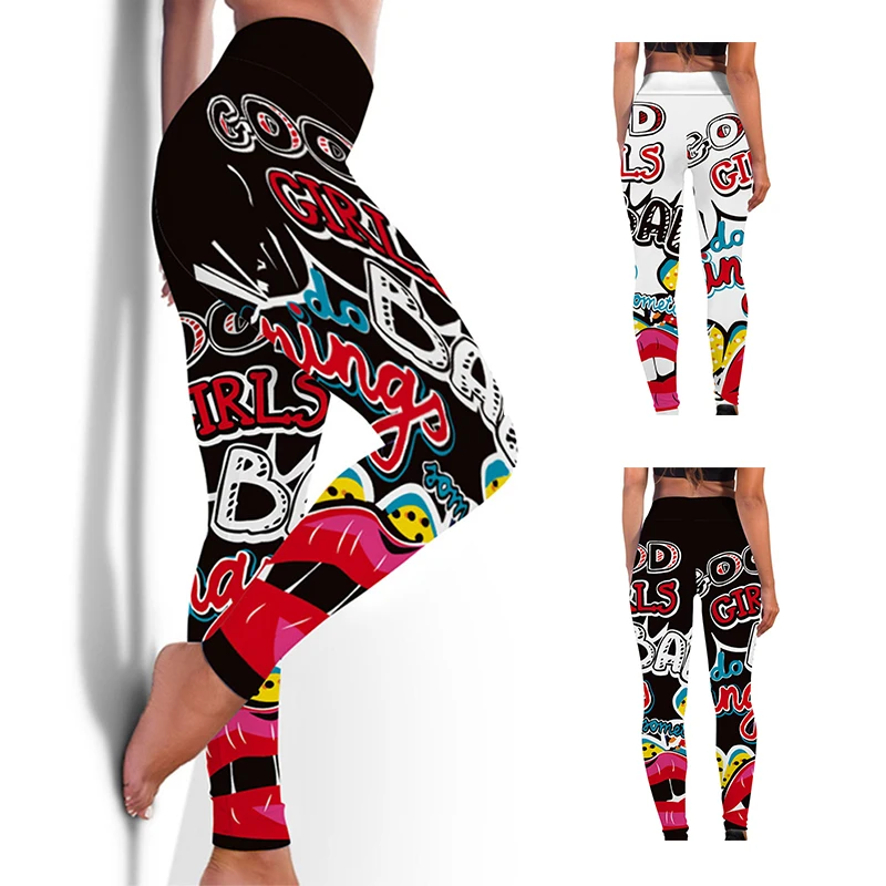 Hot 10%Spandex Sexy High Waist Elastic Leggings Women Quick Dry Print Fitness Leggings Sport Pants Sexy Breathable Pants Tight