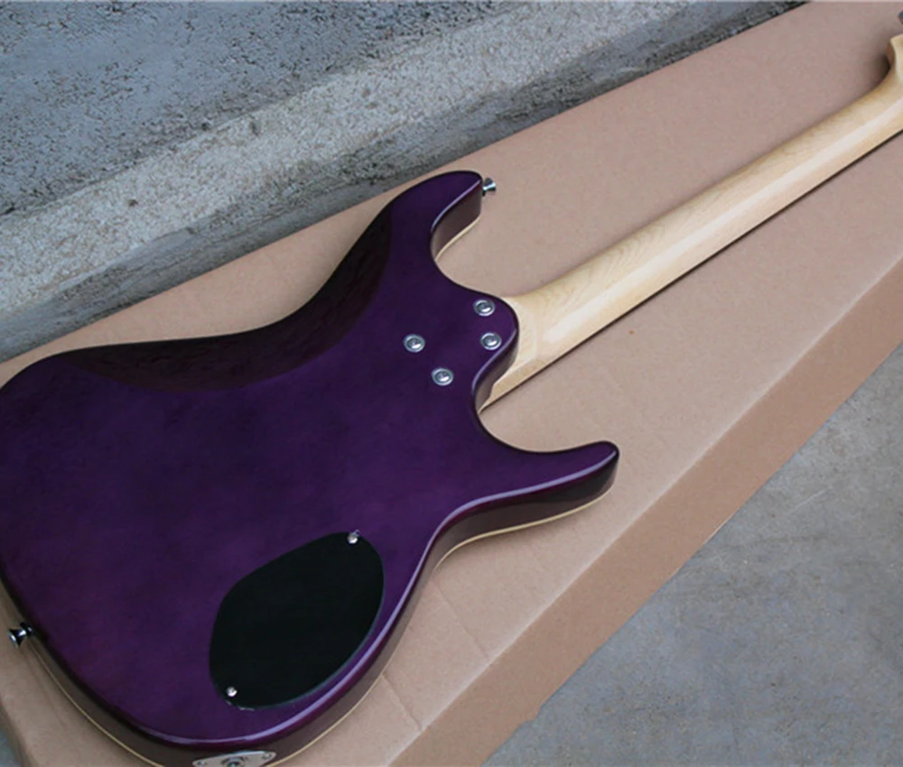 Left handed Purple Electric Guitar with Quilted Maple Veneer,Rosewood Fretboard,Acrylic Pickguard,,Customizable