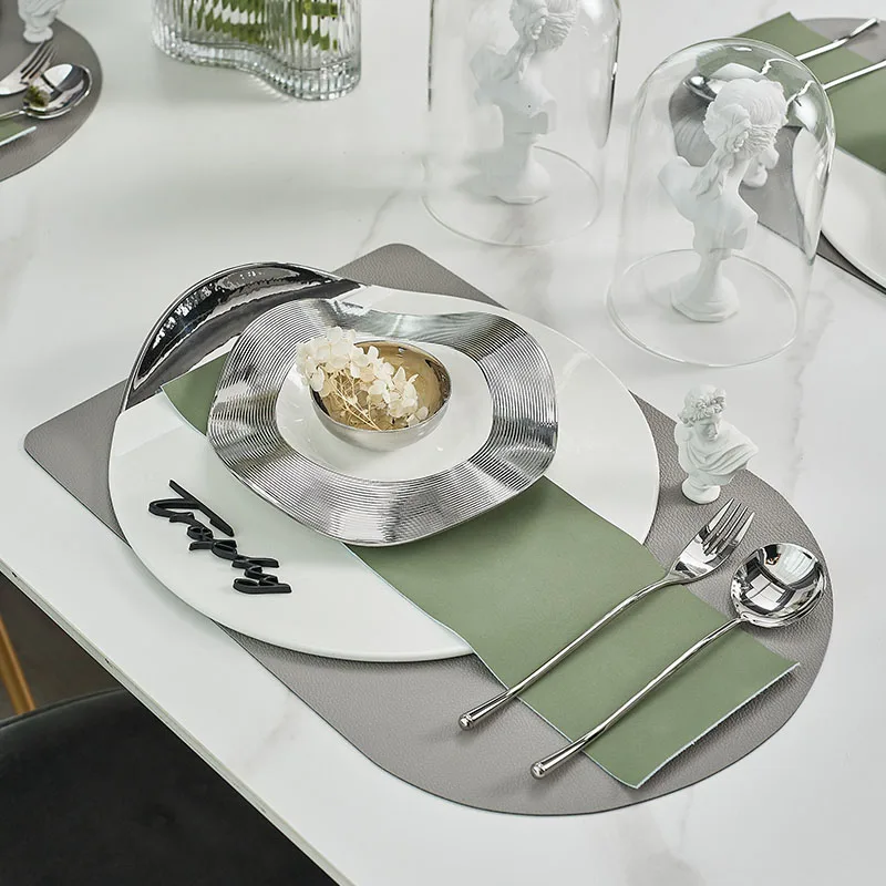 

Nordic Light Luxury Model Room Western Dinner Plate Set Set Table Green Silver Shaped Plate Model Room Tableware