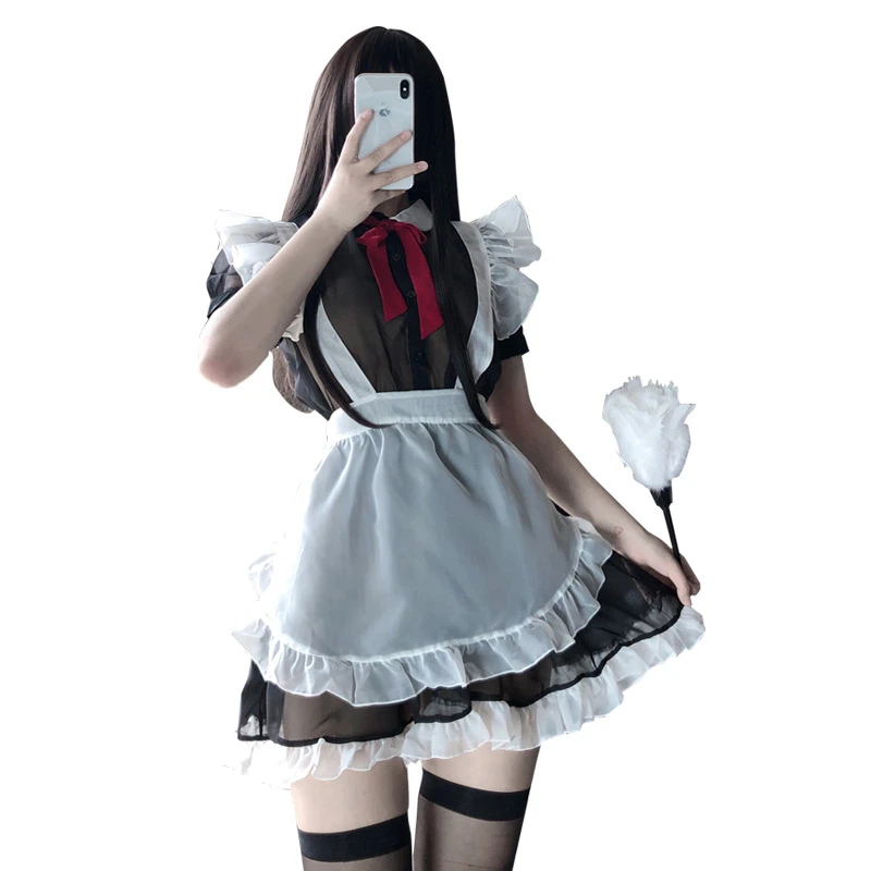 Women Girls Lolita Uniform Outfits Halloween Roleplay Costumes Maid Dress Cosplay Sexy Lingerie Late Night French Maid Costume