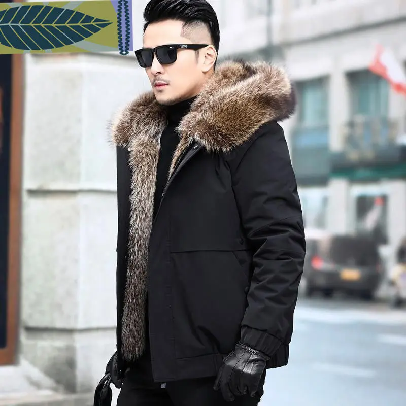 Thicken Men\'s Winter Coat Thick Parkas Jacket Men Outwear Hooded Male Faux Fur Lined Snow Warm  Casaco Feminino Y123