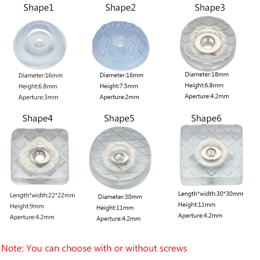 10pcs Rubber Transparent Non-slip Chair Leg Caps Feet Pads Sofa Foot Covers Floor Furniture Legs Protector Pad with Screws