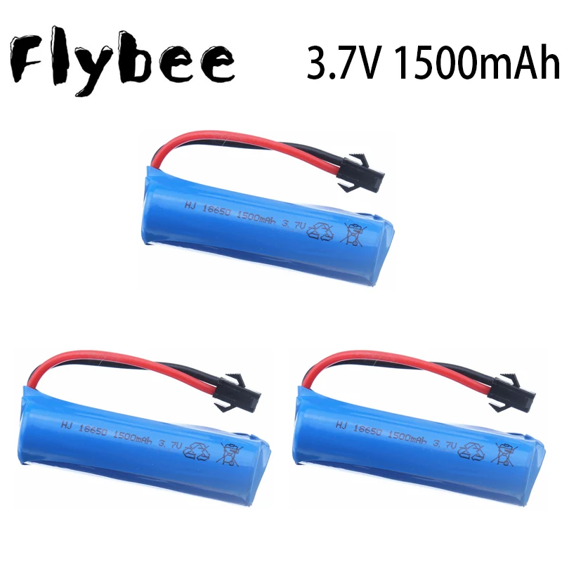 3.7v 1500mah 15C 18650 Li-ion Battery For RC Stunt Car Q85 Q70 Rc Car Toys SM-2P Plug RC Boat Car Water soft Gun Battery Parts