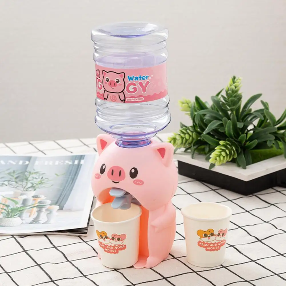 Mini Water Dispenser For Children Kids Gift Cute Cold Warm Water Juice Milk Drinking Fountain Detachable Cartoon Pig Toy Gifts