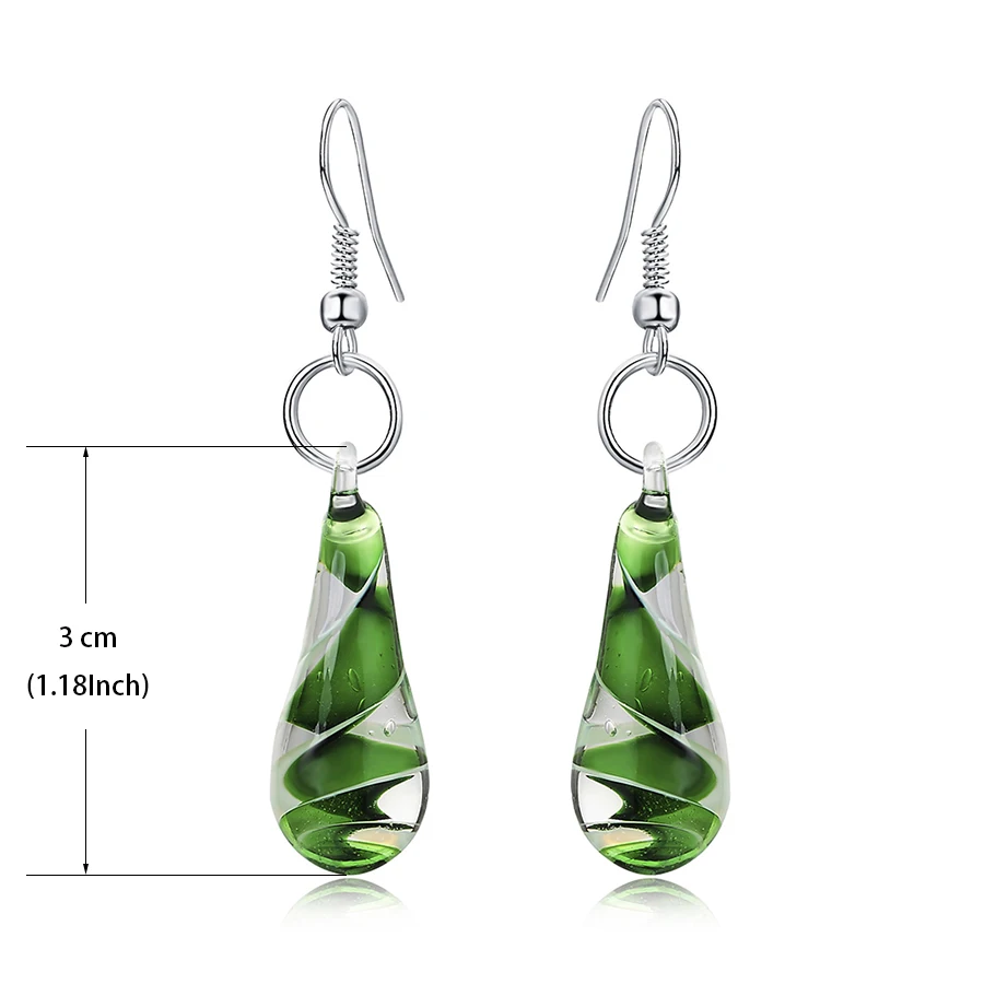 HF JEL Italy Murano-Inspired Glass Waterdrop Dangle Earrings 6 Colors Murano Glass Lampwork Drop Earrings Jewelry Earring Women